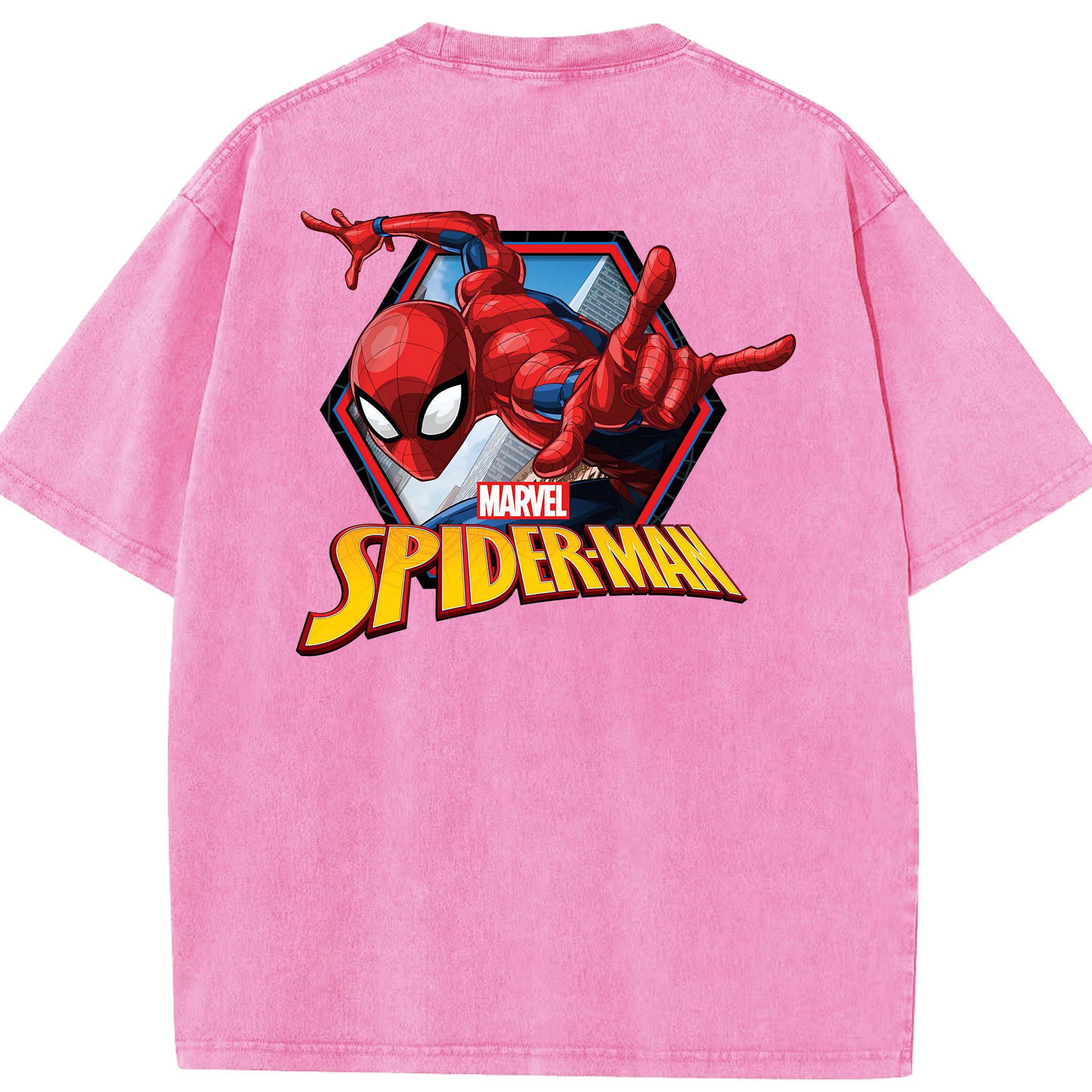 （画像用） Spider Man スパイダーマン 綿100% ヴィンテージ風 半袖Tシャツ（背面プリント）